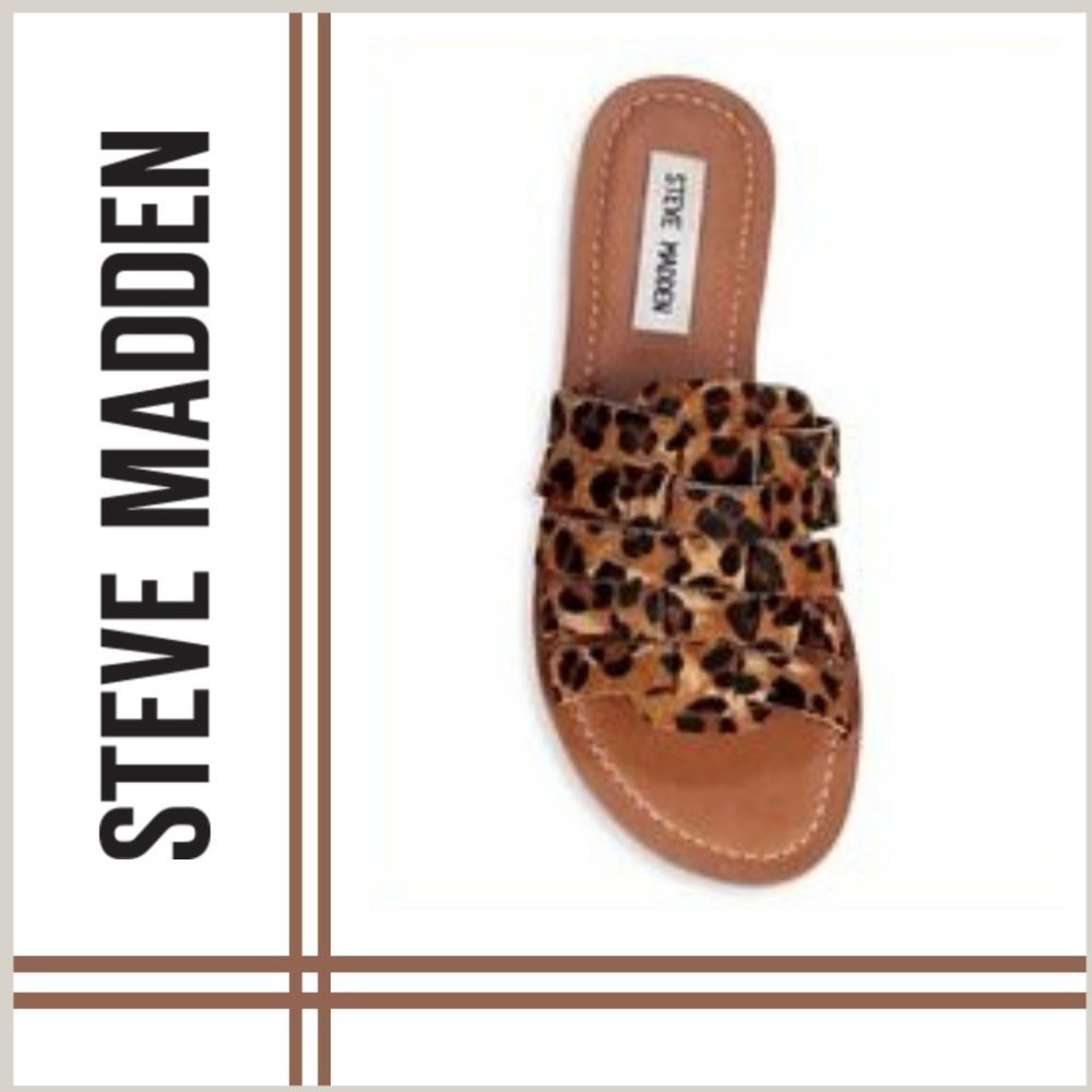STEVE MADDEN LEOPARD PRINT CALF HAIR SANDALS NWT